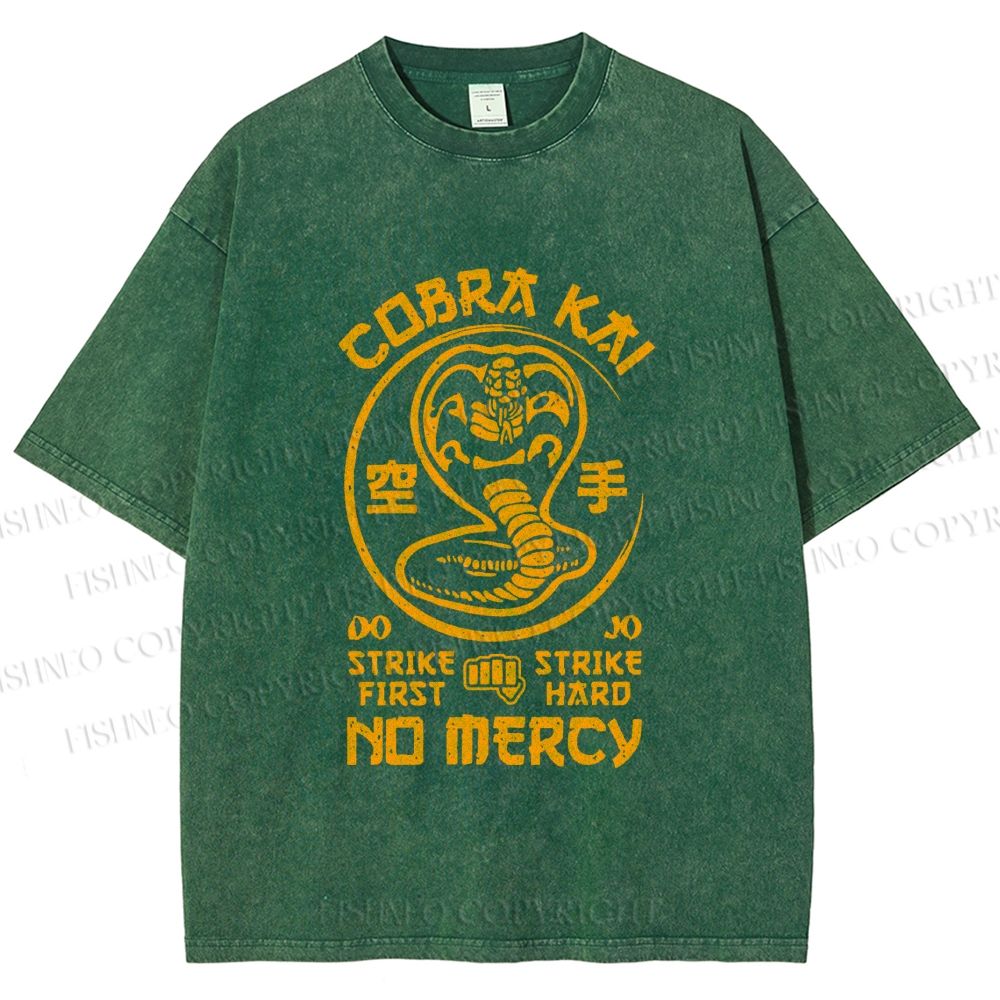 Unisex Retro Karate Snake Tee Printed Washed Tee