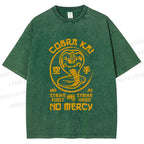 Unisex Retro Karate Snake Tee Printed Washed Tee