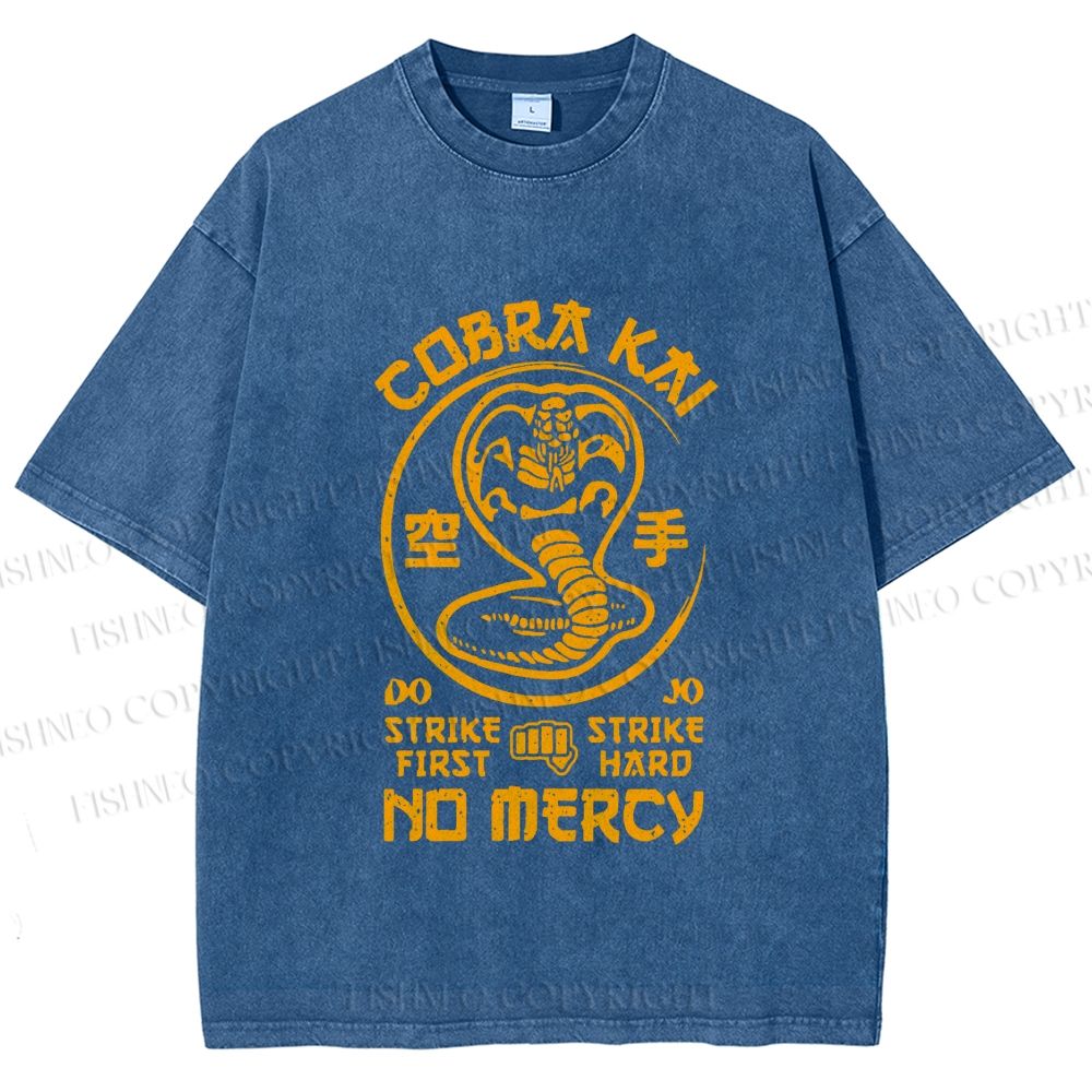 Unisex Retro Karate Snake Tee Printed Washed Tee