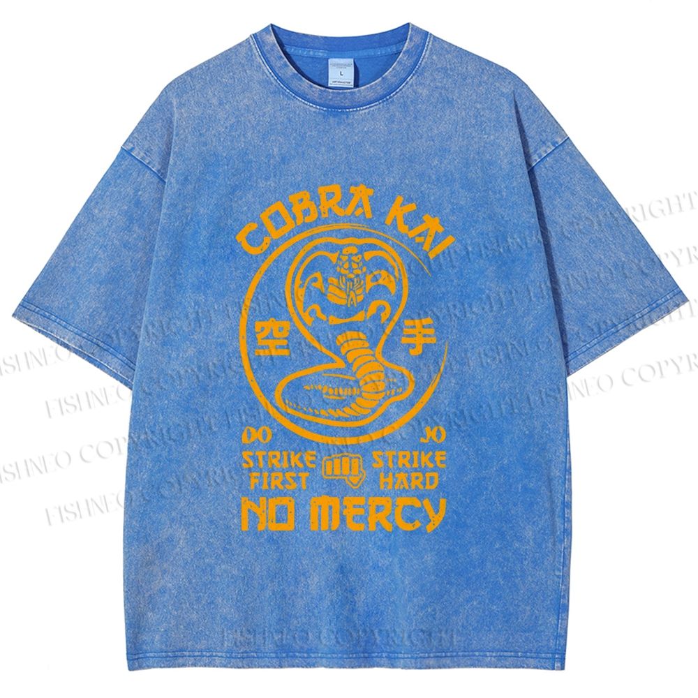 Unisex Retro Karate Snake Tee Printed Washed Tee