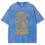 Unisex Retro Karate Snake Tee Printed Washed Tee