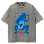 Unisex I Will Play You Will Dance Frog Printed Washed Tee