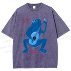 Unisex I Will Play You Will Dance Frog Printed Washed Tee