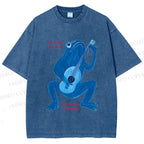 Unisex I Will Play You Will Dance Frog Printed Washed Tee