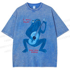 Unisex I Will Play You Will Dance Frog Printed Washed Tee
