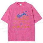 Unisex Dog Salon Inunoceto Line Art Printed Washed Tee