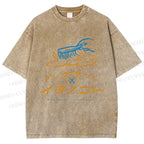Unisex Dog Salon Inunoceto Line Art Printed Washed Tee