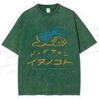 Unisex Dog Salon Inunoceto Line Art Printed Washed Tee