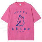 Unisex Hari Nezumi Chestnut Hedgehog Printed Washed Tee
