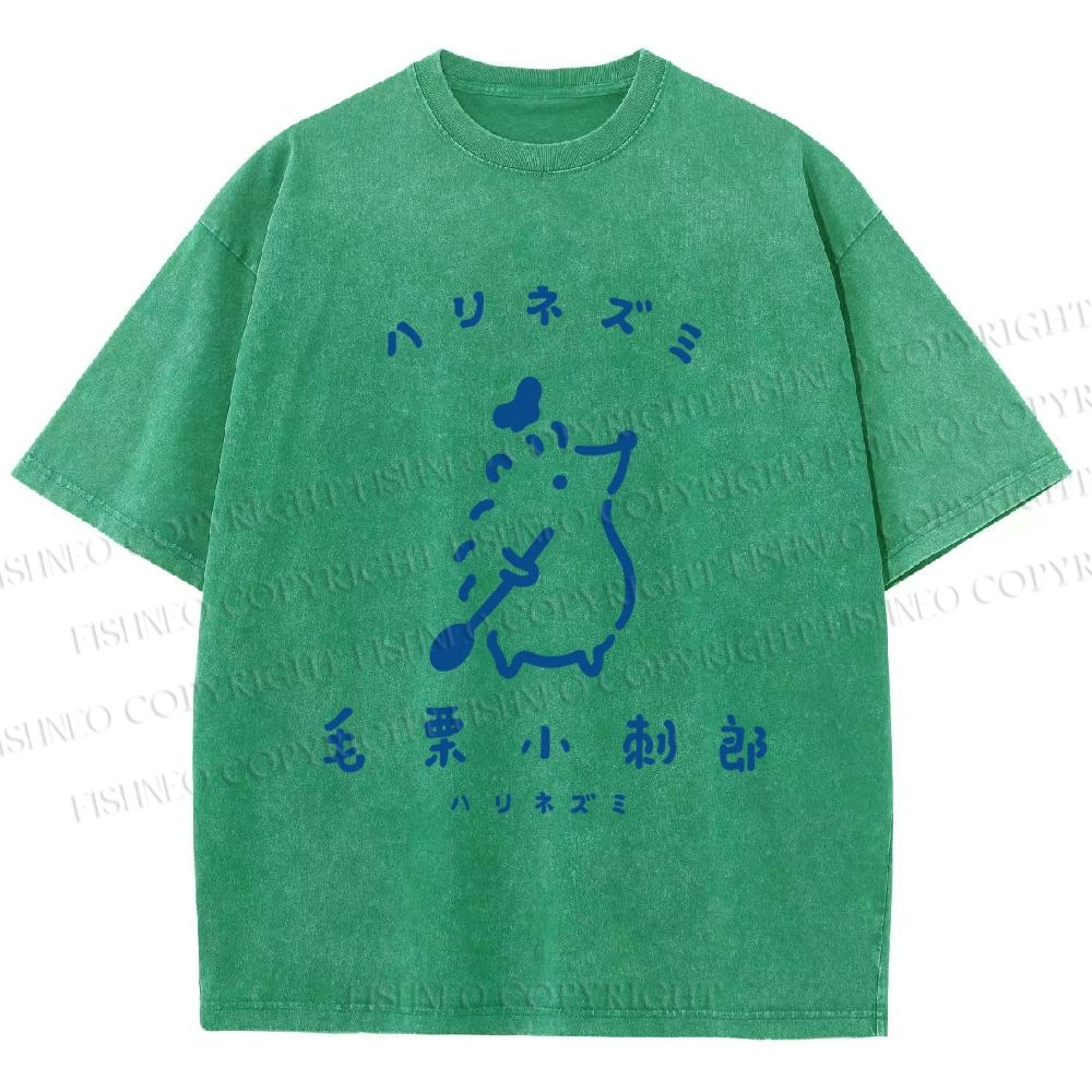 Unisex Hari Nezumi Chestnut Hedgehog Printed Washed Tee