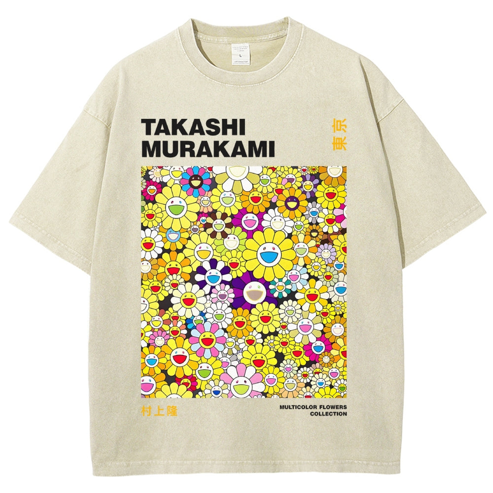 Japan Flower Vintage Wash Japanese Design T-Shirt