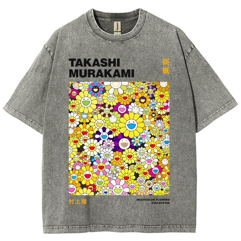 Japan Flower Vintage Wash Japanese Design T-Shirt