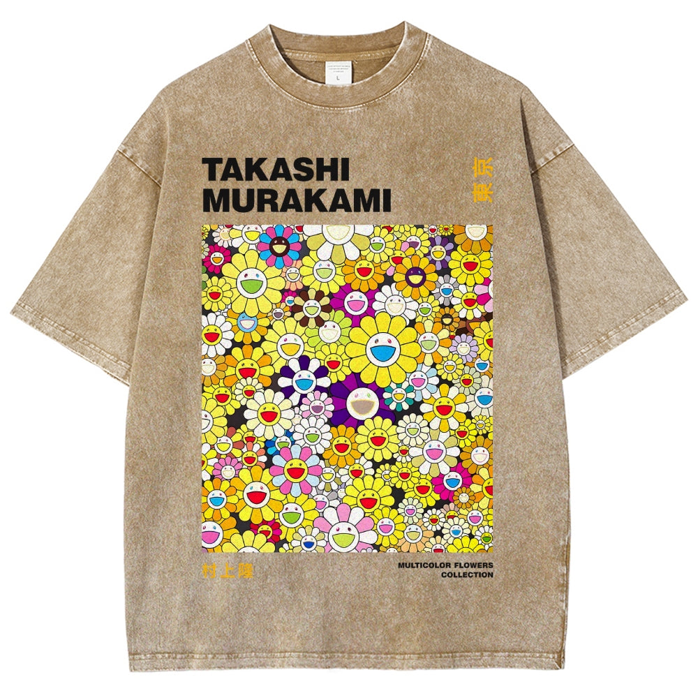 Japan Flower Vintage Wash Japanese Design T-Shirt