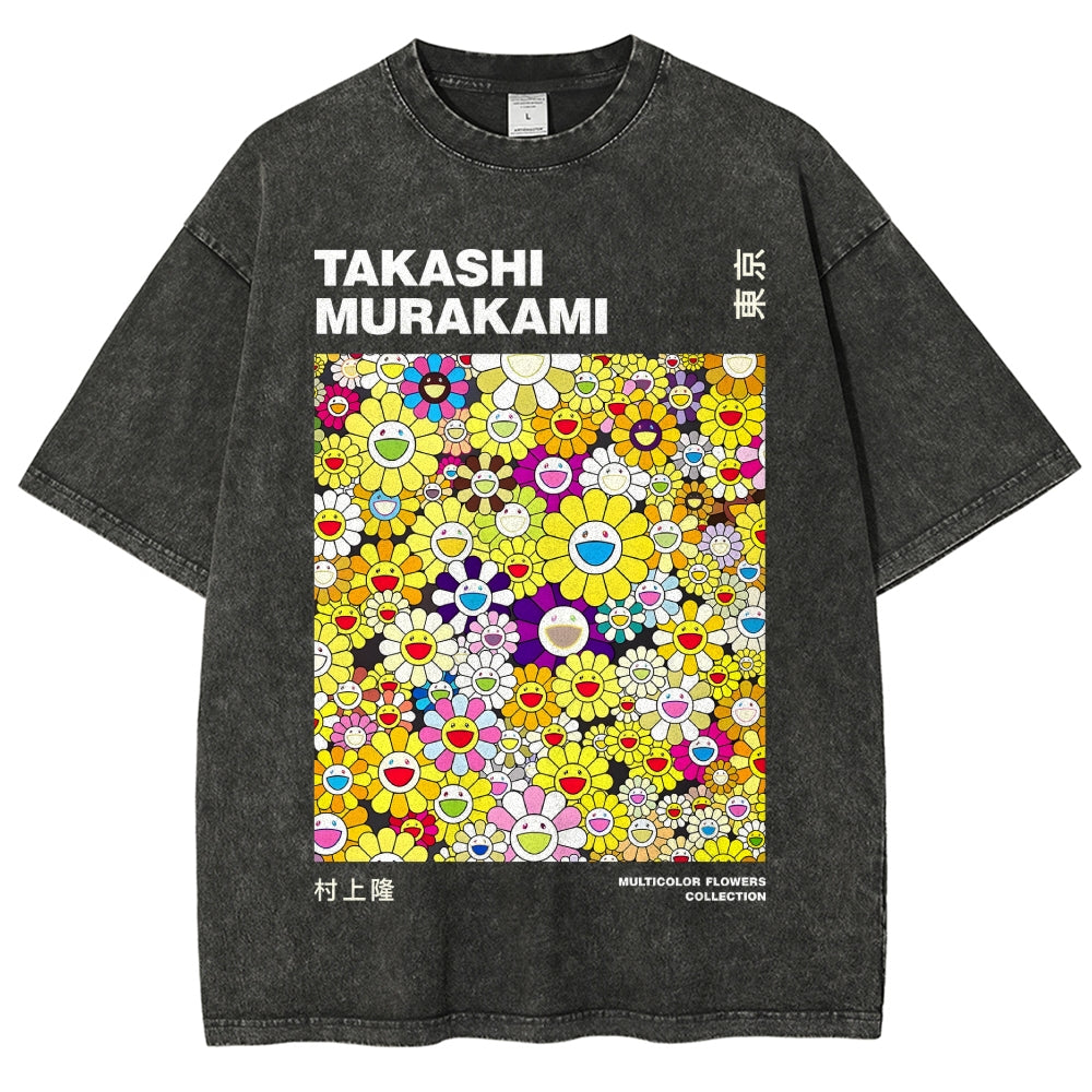 Japan Flower Vintage Wash Japanese Design T-Shirt
