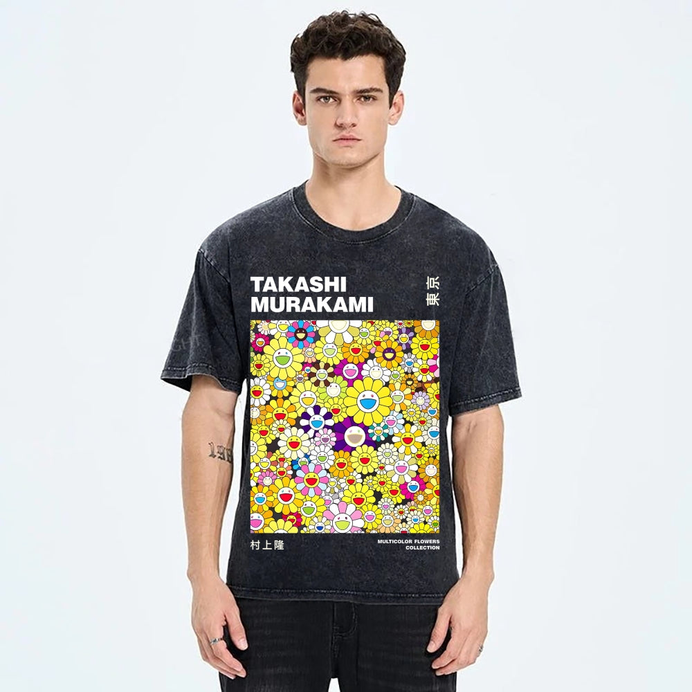 Japan Flower Vintage Wash Japanese Design T-Shirt