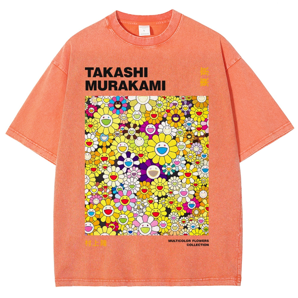 Japan Flower Vintage Wash Japanese Design T-Shirt