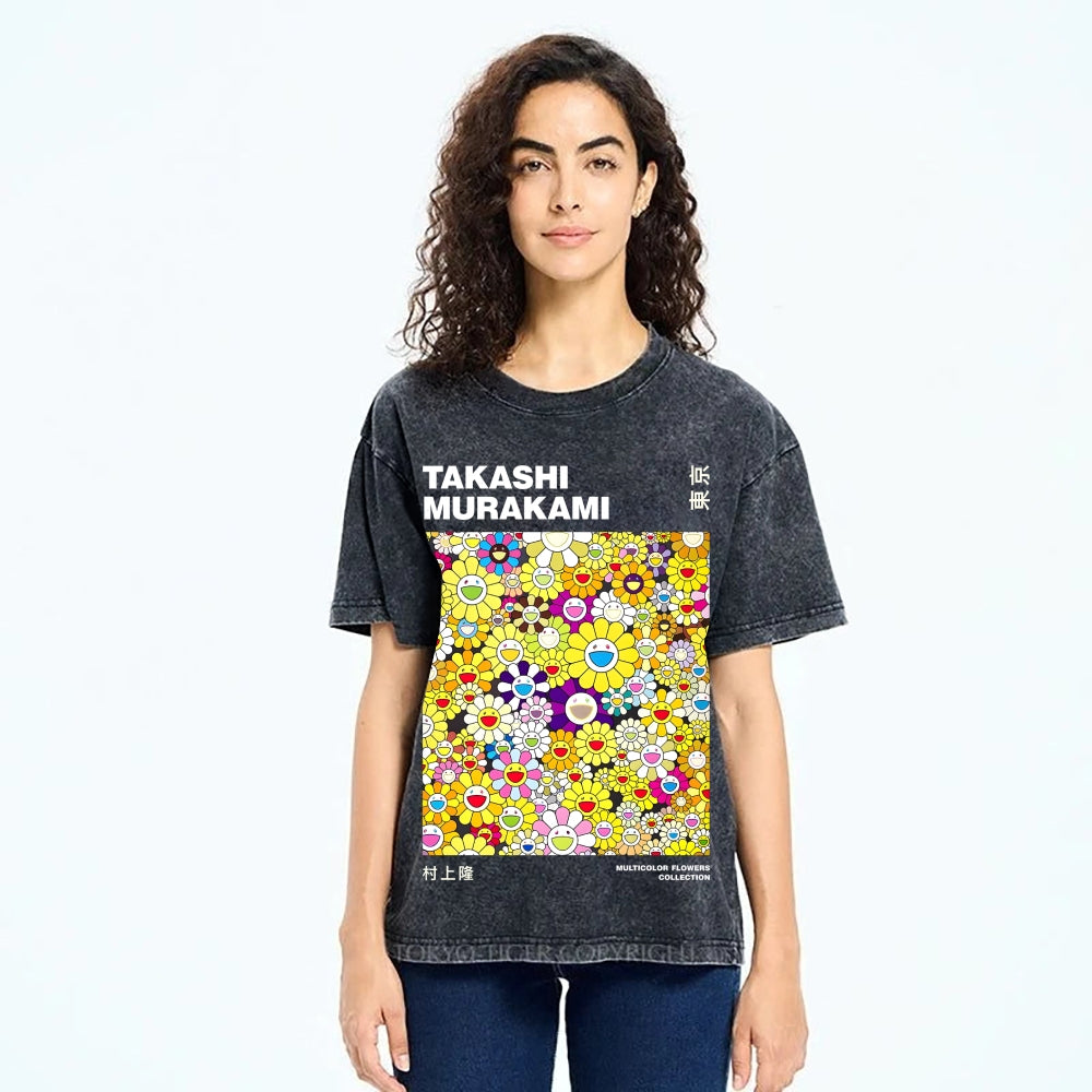 Japan Flower Vintage Wash Japanese Design T-Shirt