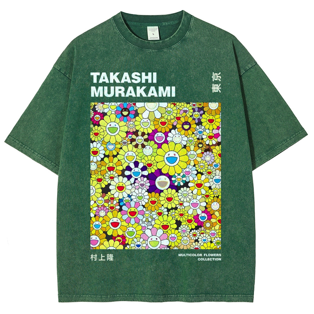 Japan Flower Vintage Wash Japanese Design T-Shirt