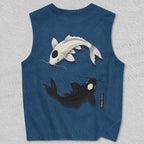 Unisex Taiji Koi Printed Tank Top