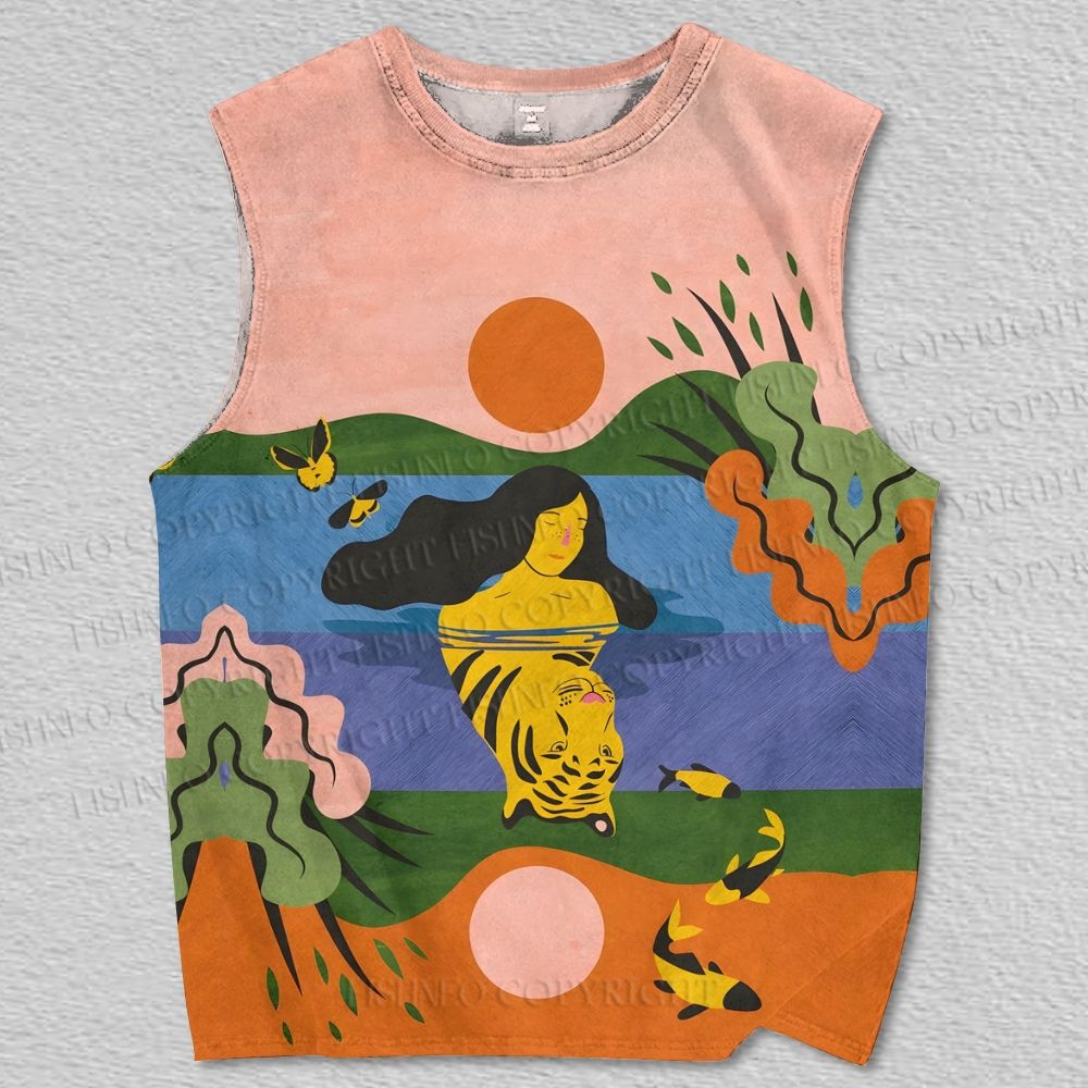 Unisex Reflection In The Water Printed Tank Top