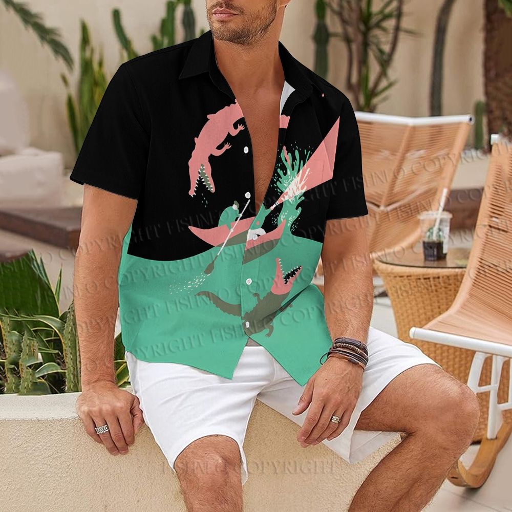 Bravely Fighting Crocodiles Hawaiian Shirt