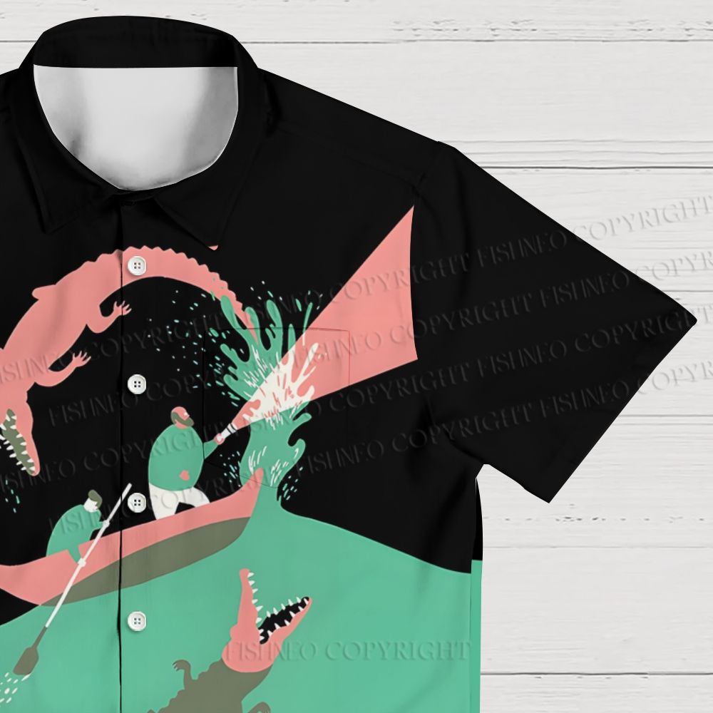 Bravely Fighting Crocodiles Hawaiian Shirt
