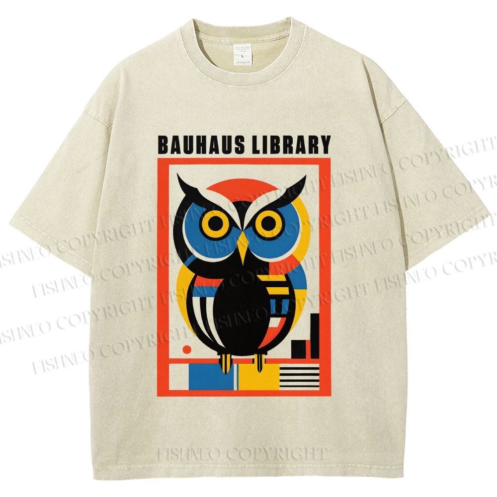 Unisex Bauhaus Library Printed Washed Tee