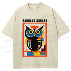 Unisex Bauhaus Library Printed Washed Tee