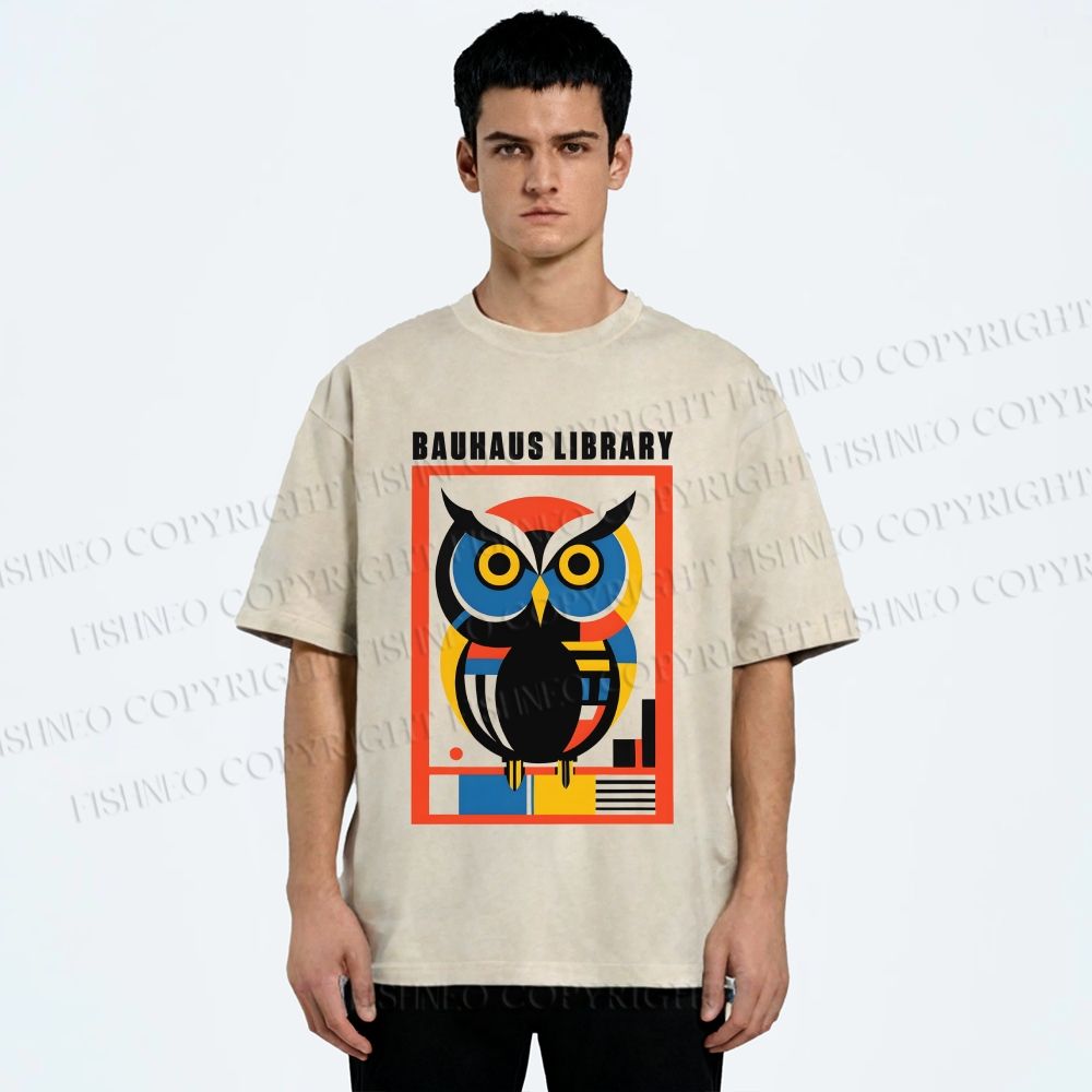 Unisex Bauhaus Library Printed Washed Tee