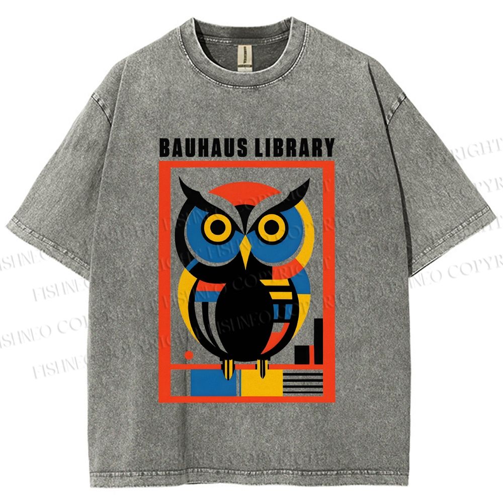 Unisex Bauhaus Library Printed Washed Tee