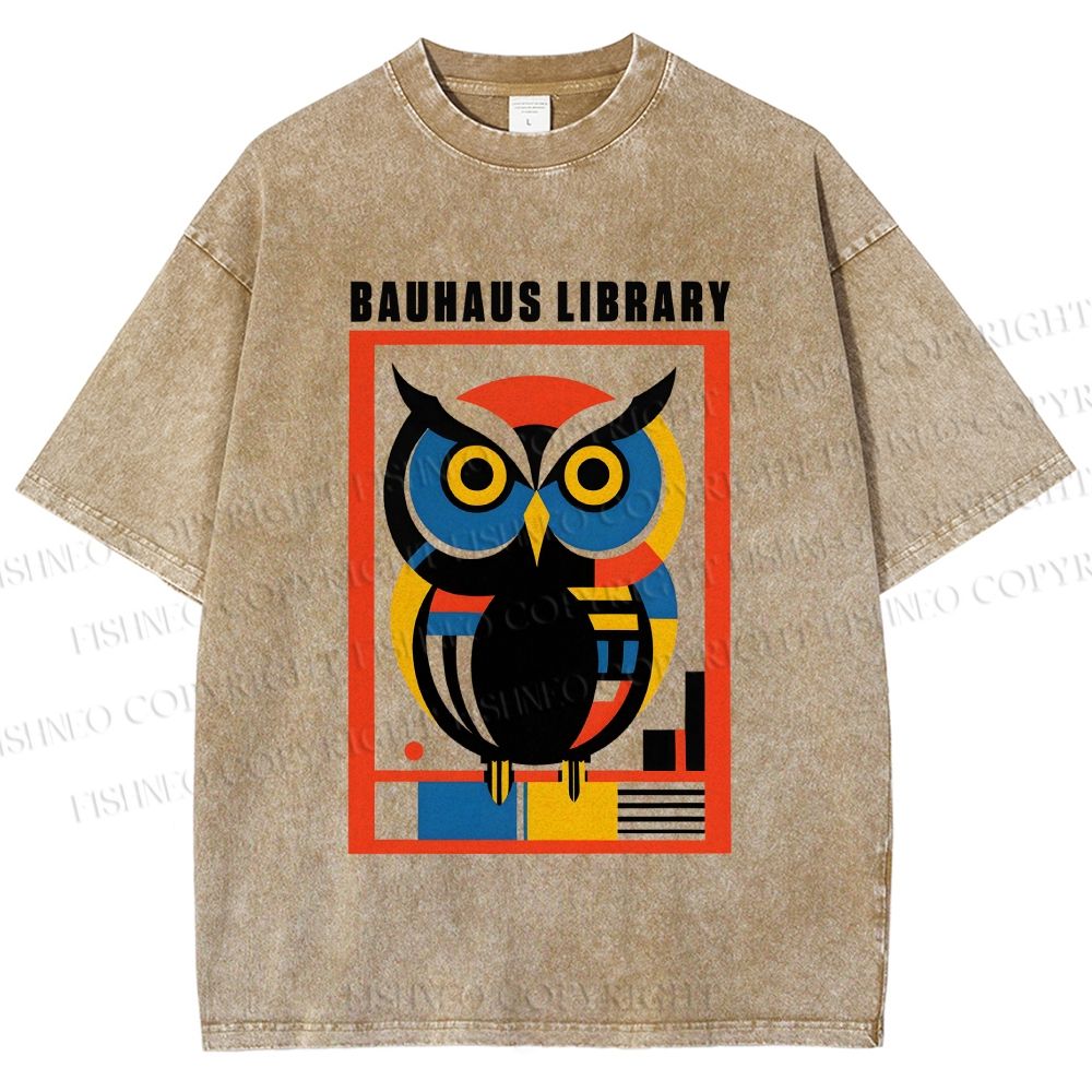 Unisex Bauhaus Library Printed Washed Tee