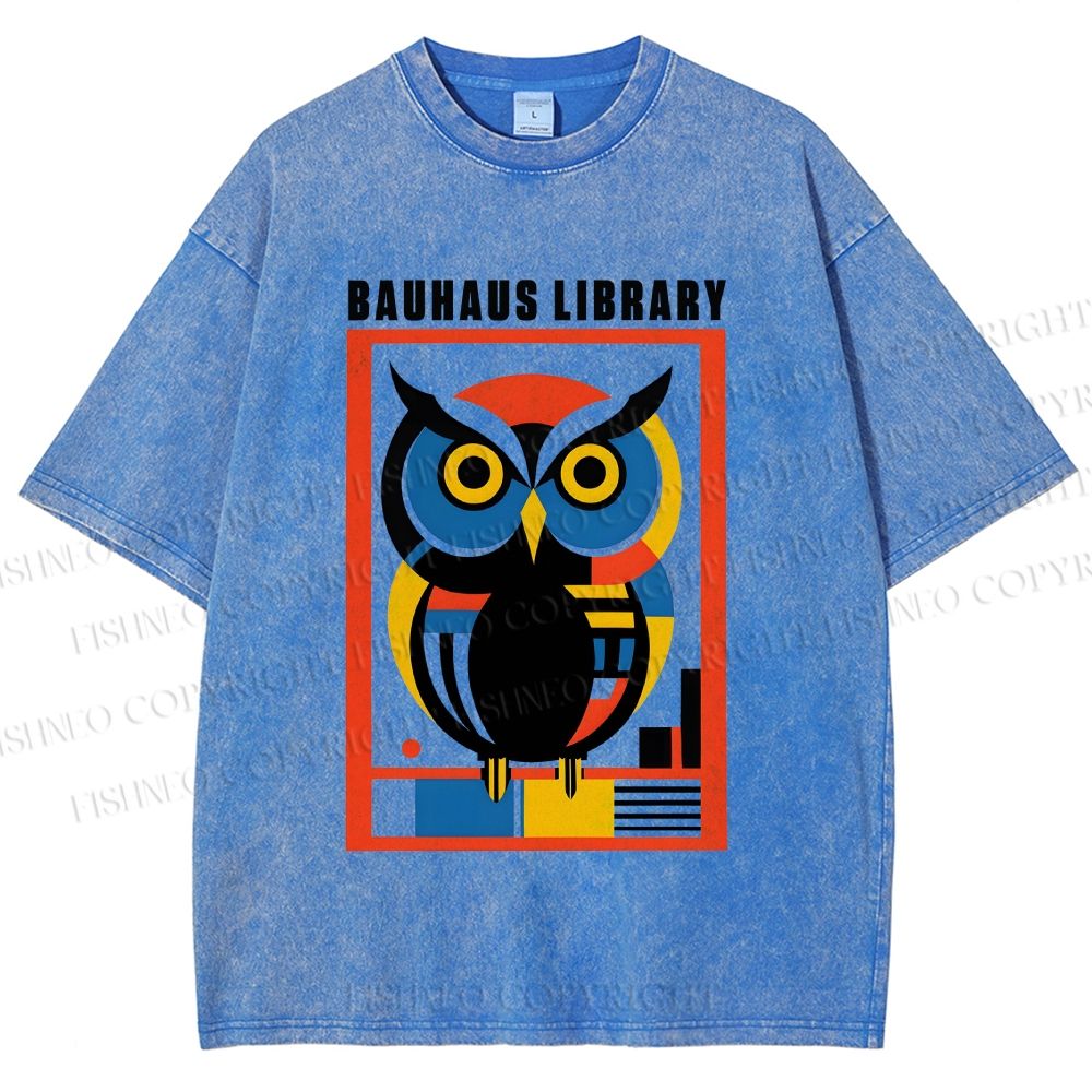 Unisex Bauhaus Library Printed Washed Tee