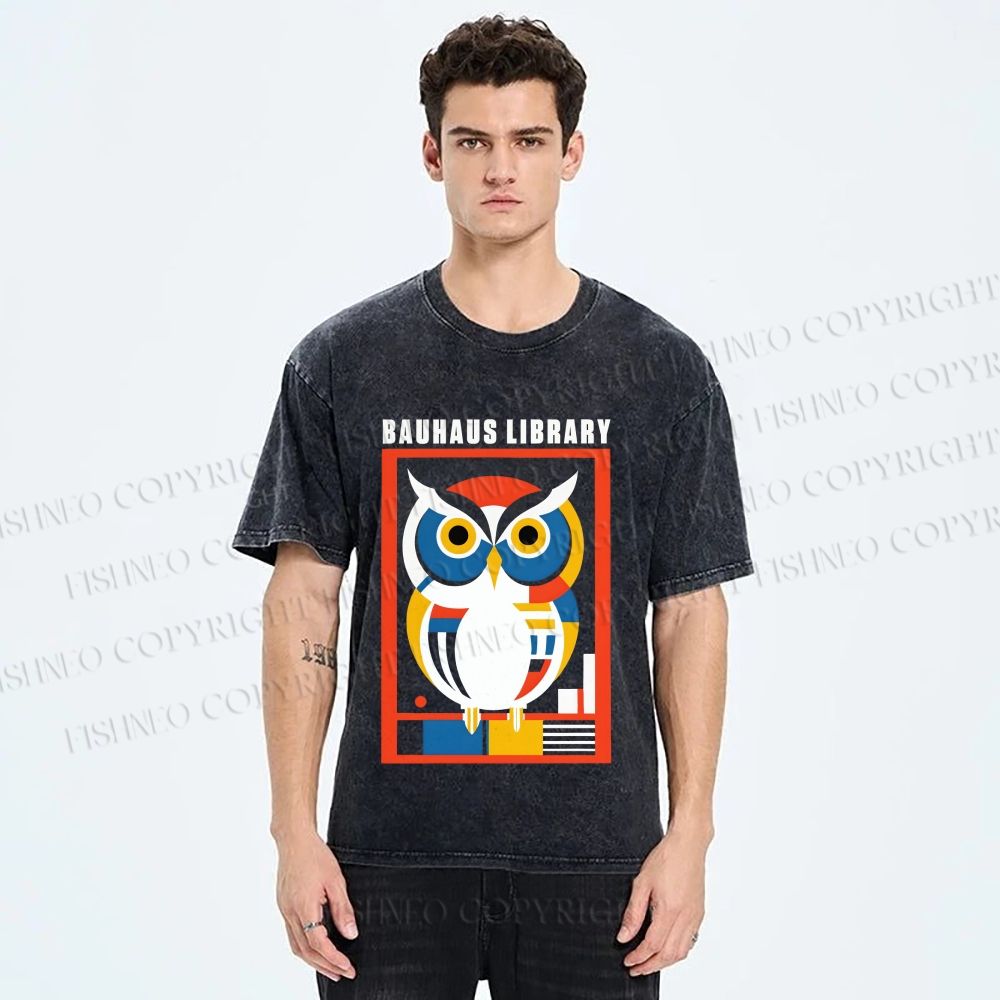 Unisex Bauhaus Library Printed Washed Tee