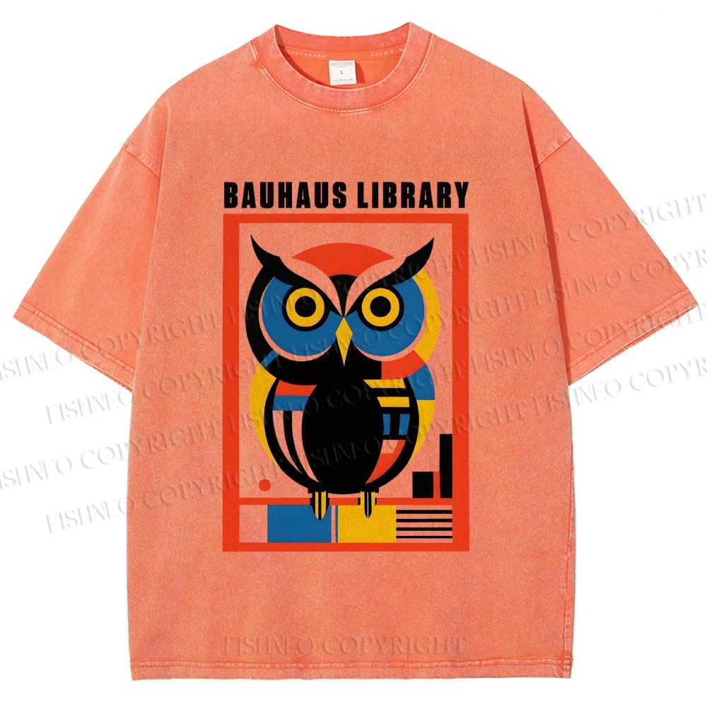 Unisex Bauhaus Library Printed Washed Tee