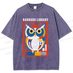 Unisex Bauhaus Library Printed Washed Tee