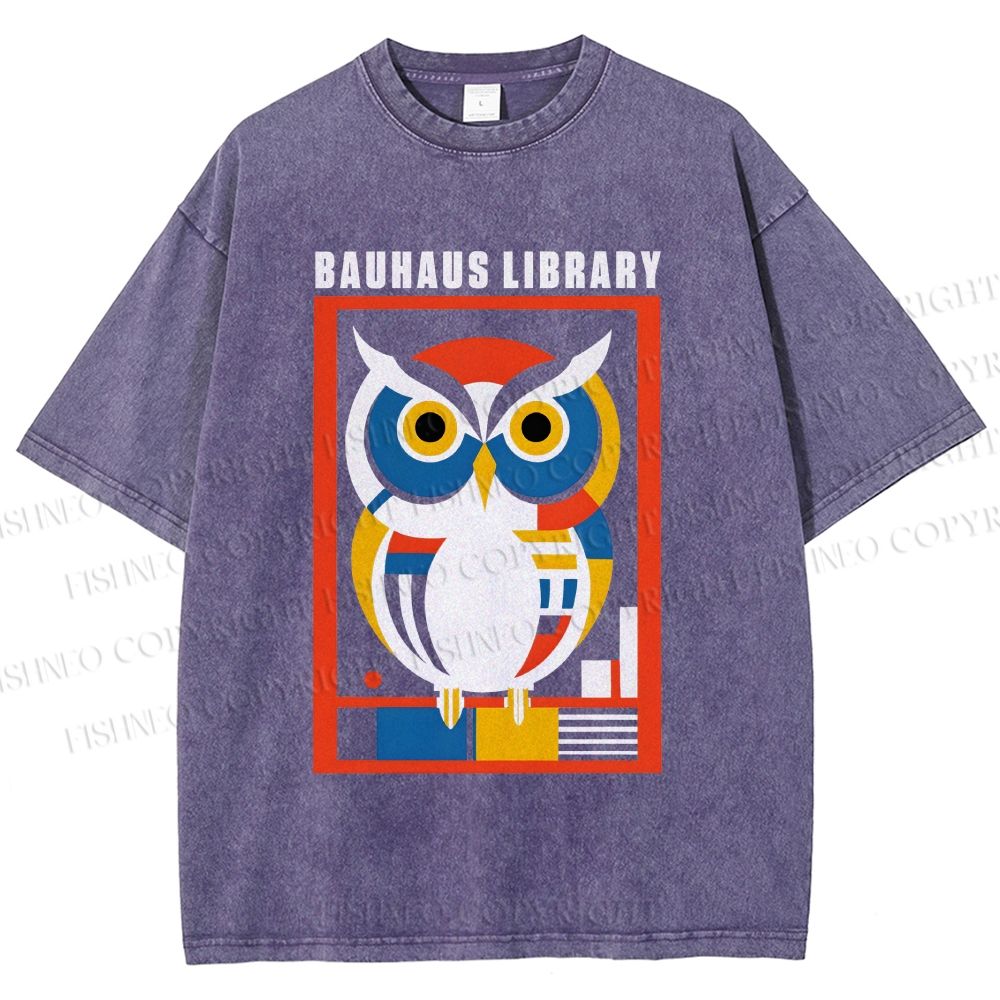 Unisex Bauhaus Library Printed Washed Tee