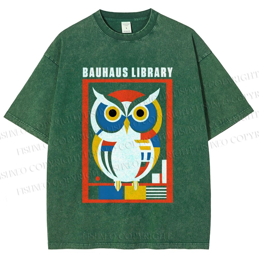 Unisex Bauhaus Library Printed Washed Tee