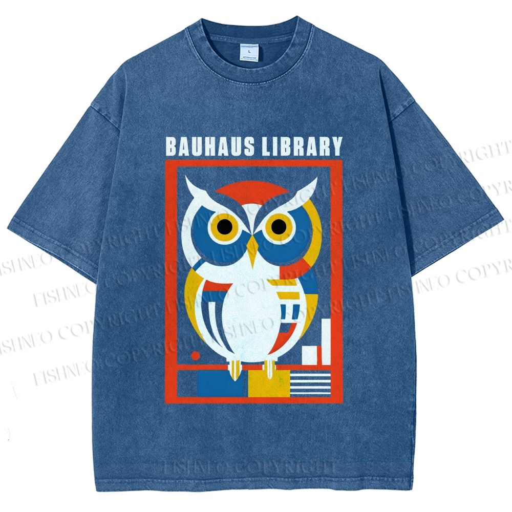 Unisex Bauhaus Library Printed Washed Tee