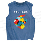 Unisex Bauhaus Fish Printed Washed Tank Top