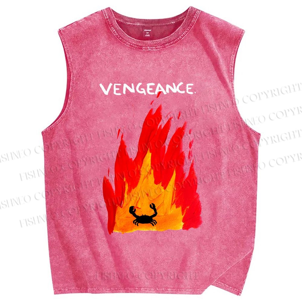 Unisex Vengeance Crab Printed Washed Tank Top