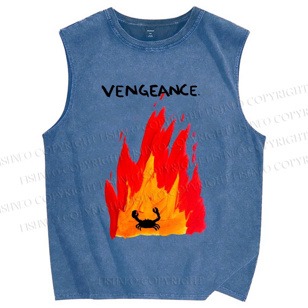 Unisex Vengeance Crab Printed Washed Tank Top