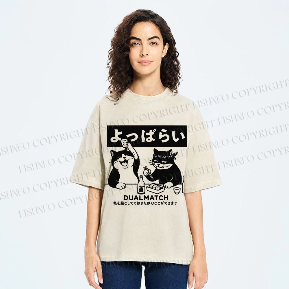 Unisex Drunk Nights With My Pal Printed Washed Tee
