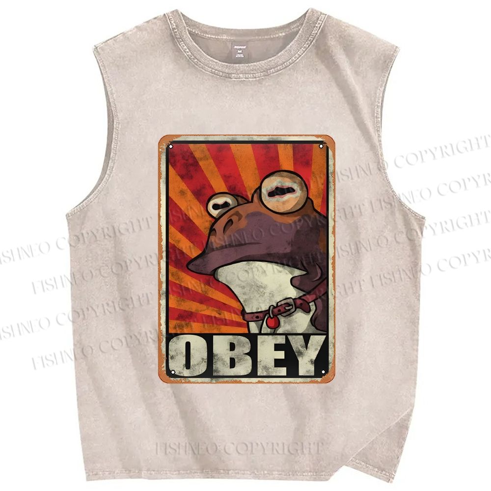 Unisex Obey The Hypnotoad Printed Washed Tank Top