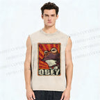 Unisex Obey The Hypnotoad Printed Washed Tank Top