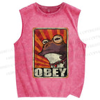 Unisex Obey The Hypnotoad Printed Washed Tank Top