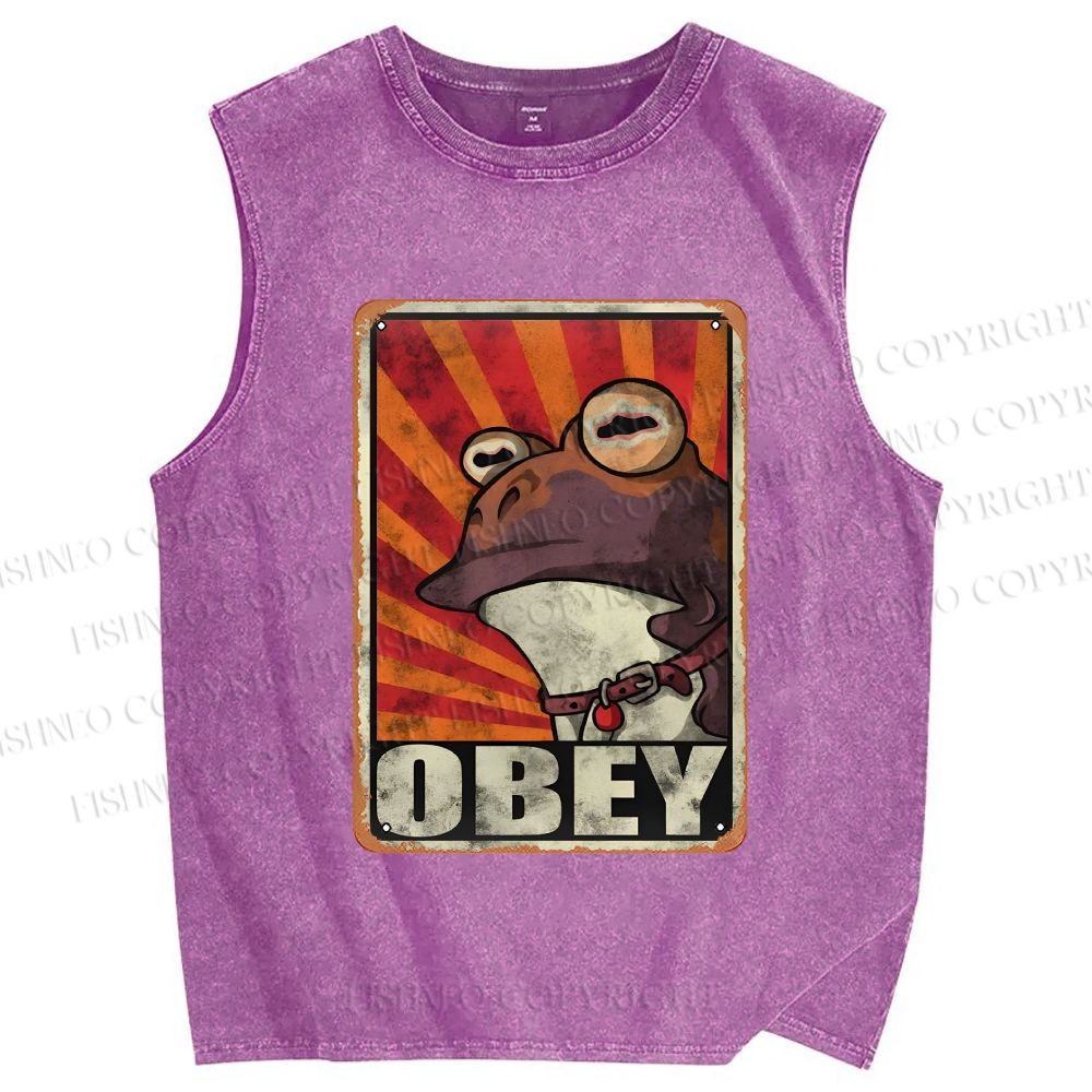 Unisex Obey The Hypnotoad Printed Washed Tank Top