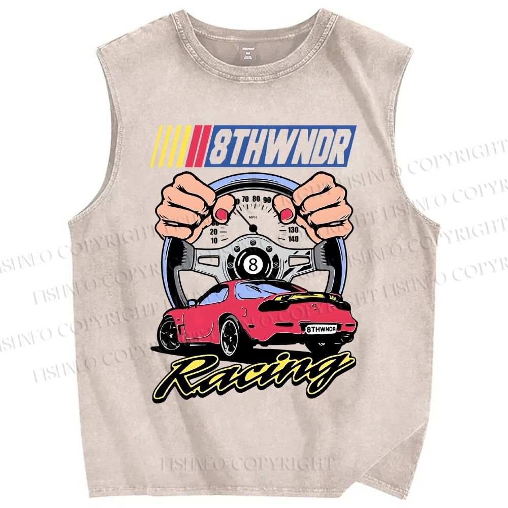 Unisex 8thwndr Racing Printed Washed Tank Top
