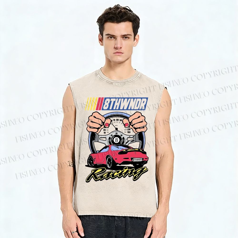 Unisex 8thwndr Racing Printed Washed Tank Top