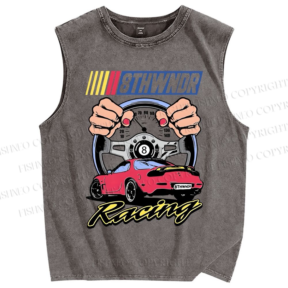 Unisex 8thwndr Racing Printed Washed Tank Top