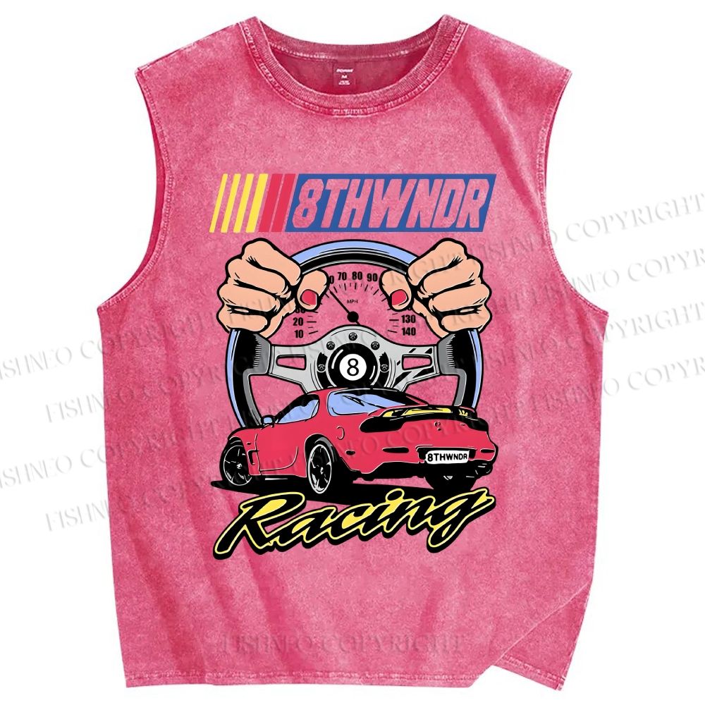 Unisex 8thwndr Racing Printed Washed Tank Top